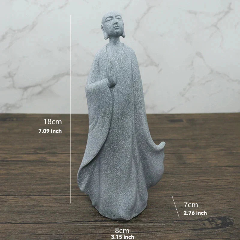 Skanto | Buddha Stein Statue Liten Buddhiste Munker Tibetansk Buddhisme Figurer Zen Hage Ornament Meditasjon Hjem Akvarium Dekorasjon