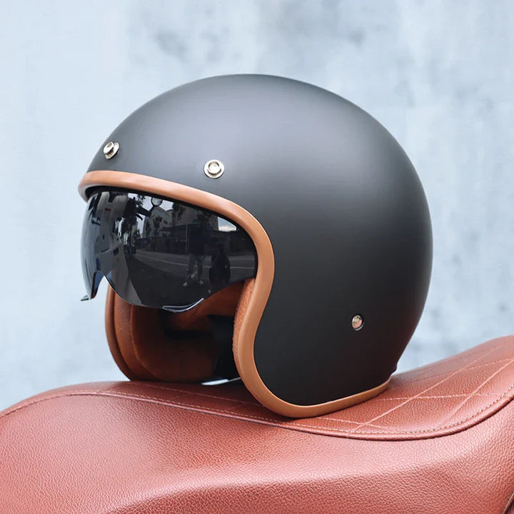 Frendorf | Retro Motorsykkel Hjelm 3/4 Åpen Ansikt – Valor