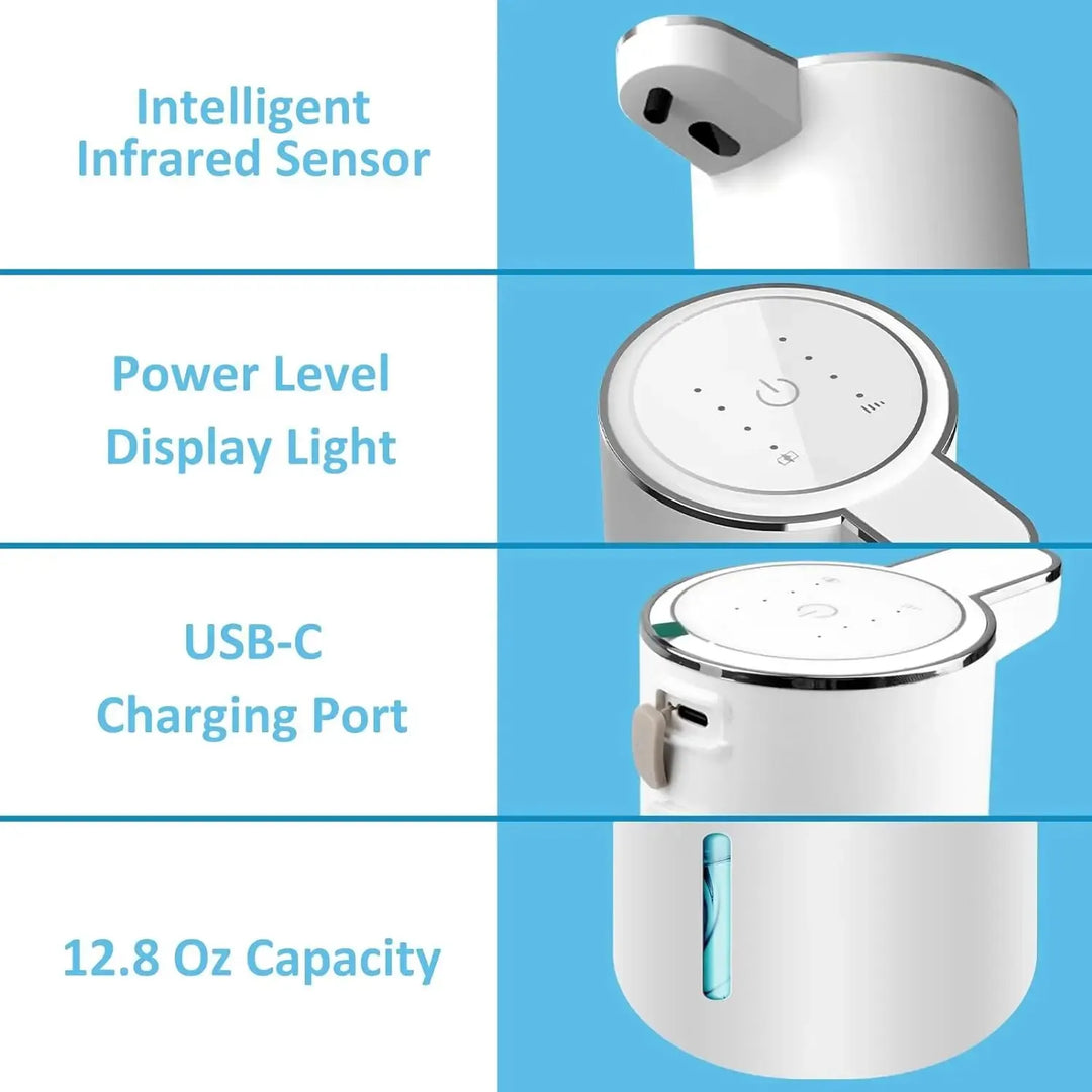 Skanto | Smart 380ml Berøringsfri Skummesåpedispenser - USB oppladbar, 4-trinns skummengdejustering