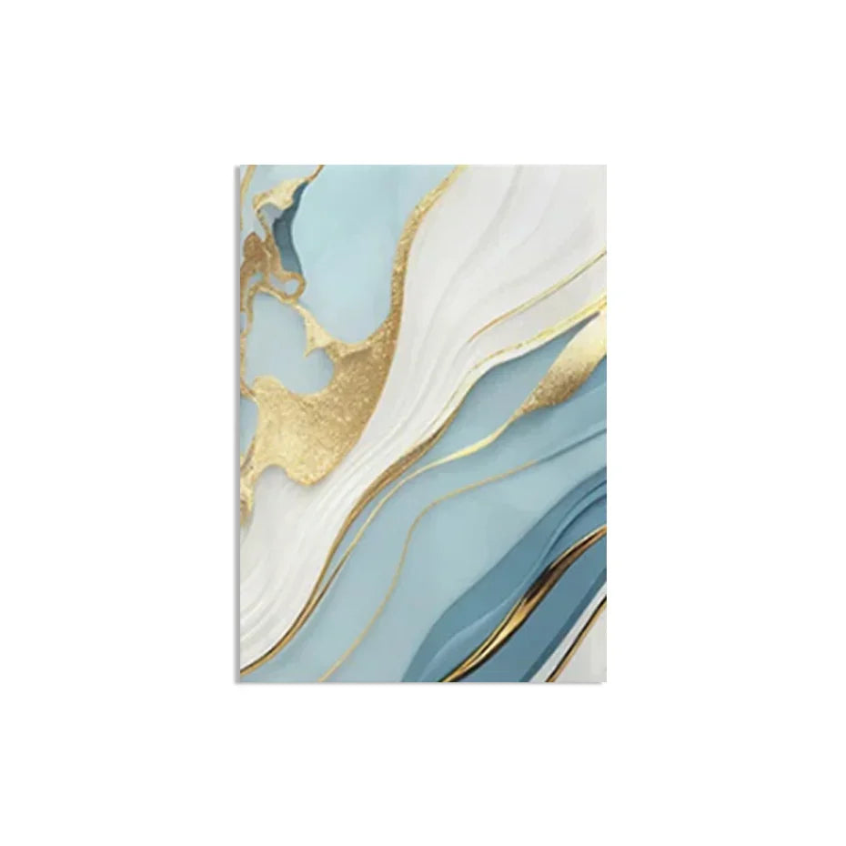 Moderne Abstrakt Gull Blå Flytende Marmor Print Veggkunst Fine Art Lerretsutskrifter Bilder For Stue Soverom Nordisk Hjem Dekor | Skanto