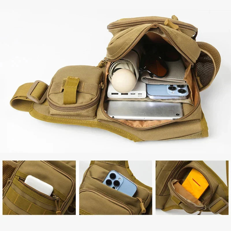 Multi-Lomme Crossbody Kompakt Fottur Brystveske | Skanto