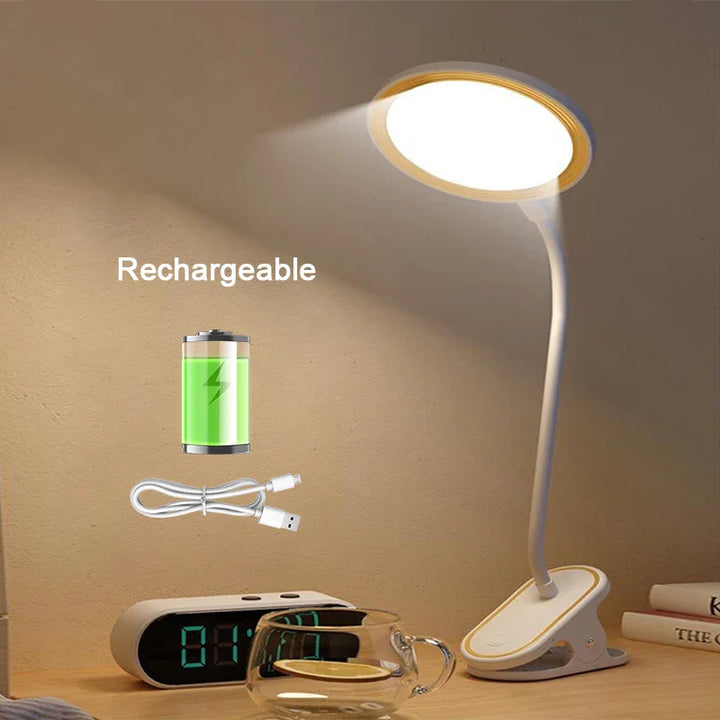 Skanto | ClipLuma LED Bordlampe | USB Oppladbar | 3 Lysstyrkenivåer | Øyevennlig | Med Klemfeste