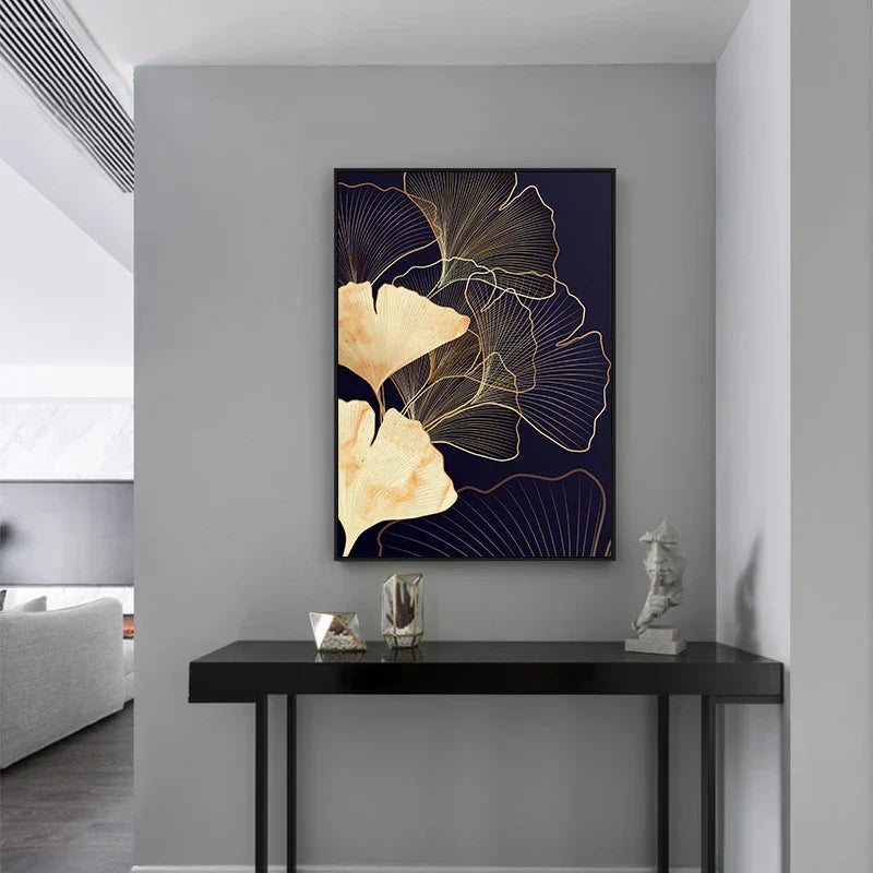Abstrakt Botanisk Tropisk Blå Aubergine Blomster Veggkunst Fine Art Lerretstrykk Bilder For Stue Soverom Hotellrom Dekor | Skanto