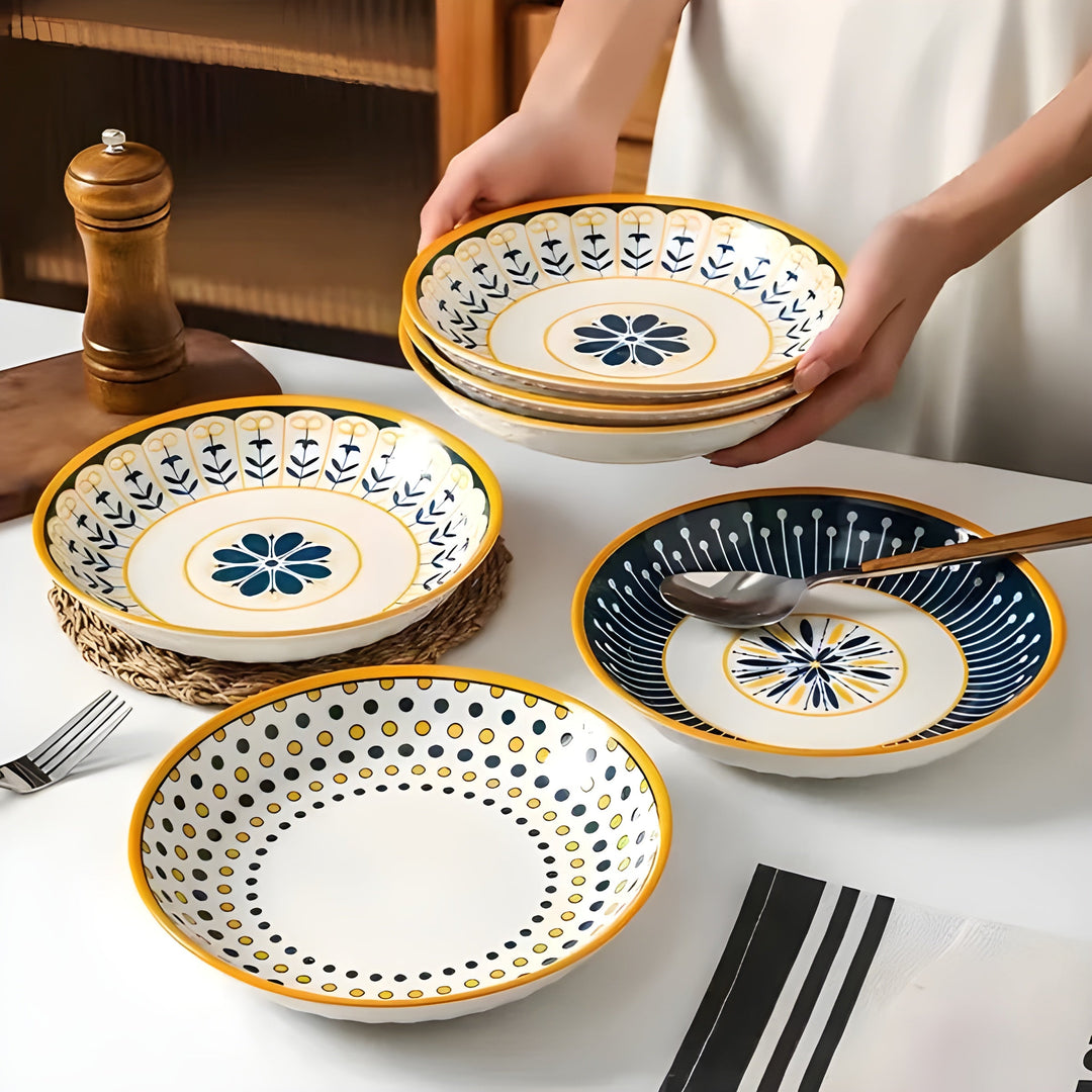 Porselen Tallerken Sett Håndmalt – Elegant og Dekorativ | Perfekt for Hverdag og Spesielle Anledninger | Skanto