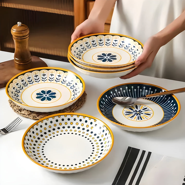 Porselen Tallerken Sett Håndmalt – Elegant og Dekorativ | Perfekt for Hverdag og Spesielle Anledninger | Skanto