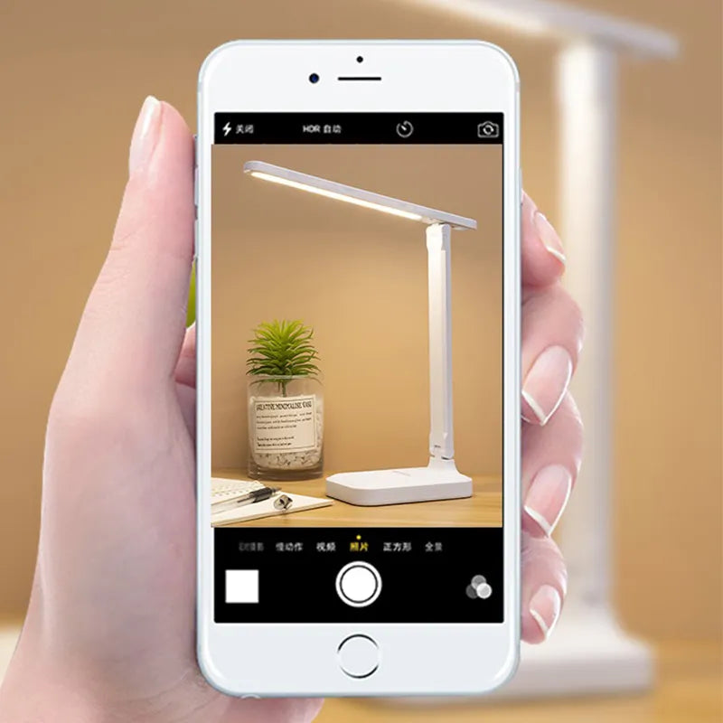 Skanto | 6000mAh oppladbar LED bordlampe USB 3 farger stegløs dimbar skrivebordslampe berøring foldbar øye-beskyttende leselys nattlys
