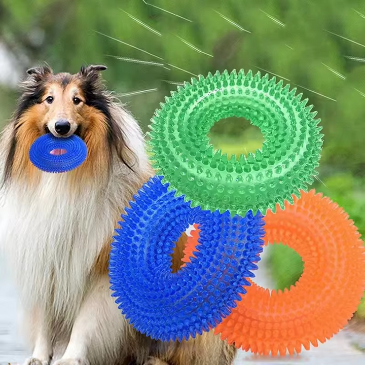 Skanto | Holdbar Interaktivt Squeaky Hundetreningsring - TPR Gummi Tannrensere