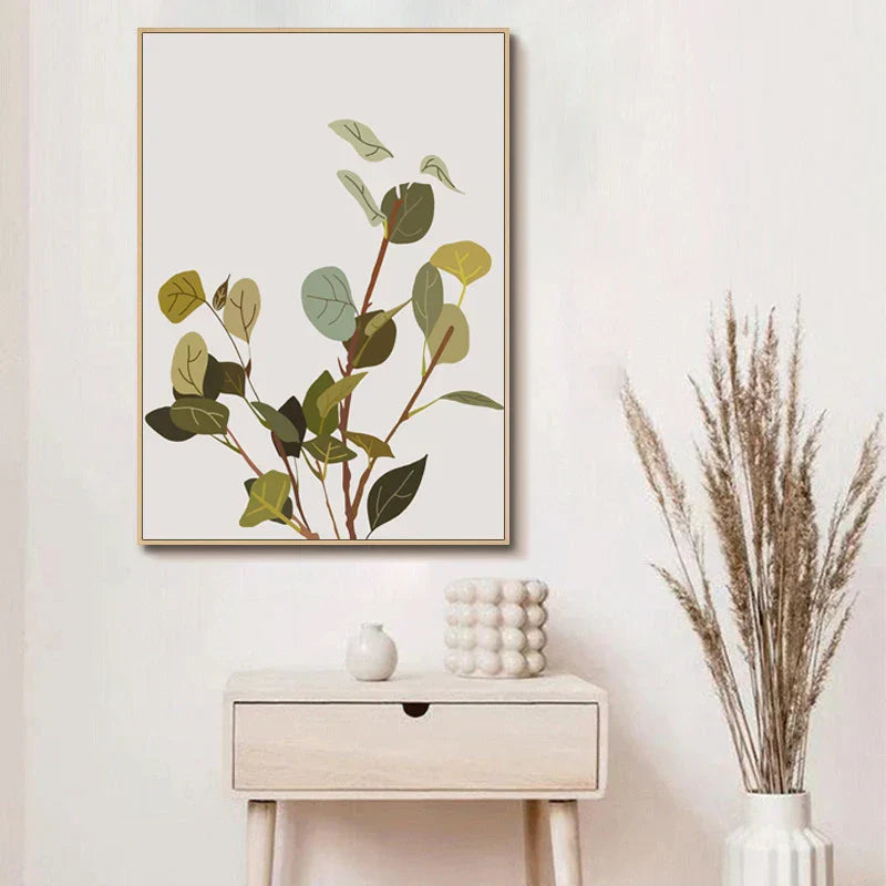Minimalist akvarell kaktus potteplante grønne blader veggkunst fine kunst lerret utskrifter bilder for spisestue stue kunstdekor | Skanto