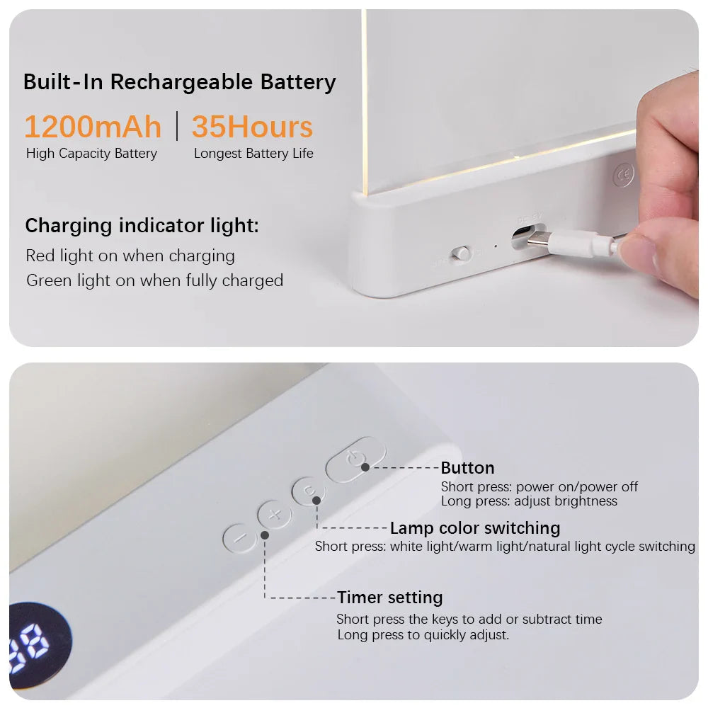 Skanto | Lexora Boklys LED Lese lampe Bokmerke | Portabel & Ultra-tynn | Natt & Reise lys | USB 5V | ABS