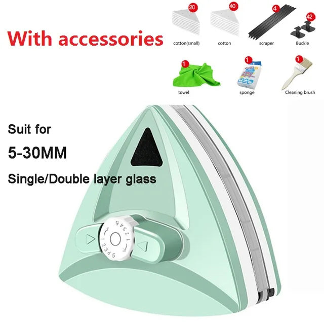 Magnetisk DouSkantoe-sidejusterbar vindusrenser Gadget
