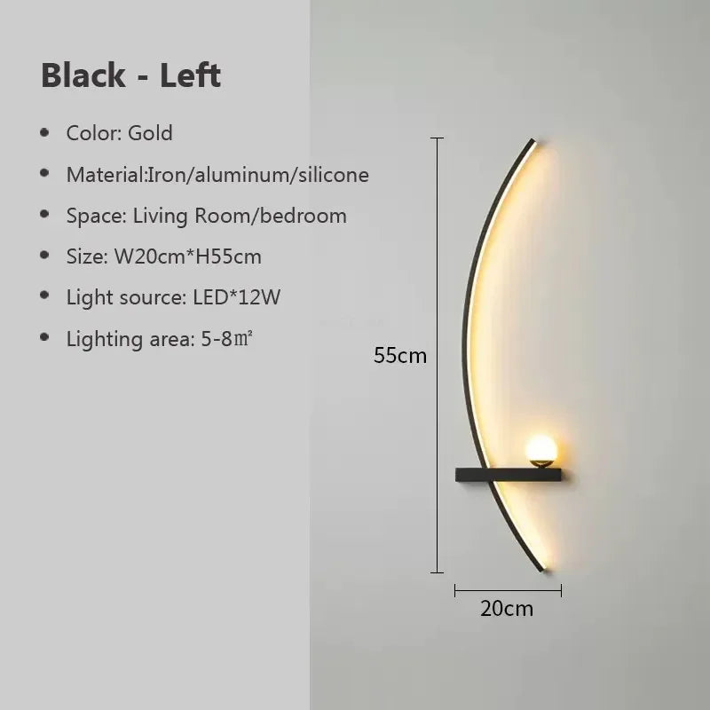 Skanto | Contemporary Edge Vegglampe – Svart & Gull Innendørs/Utvendørs Belysning for Moderne Rom