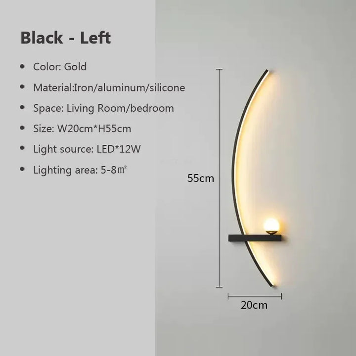 Skanto | Contemporary Edge Vegglampe – Svart & Gull Innendørs/Utvendørs Belysning for Moderne Rom