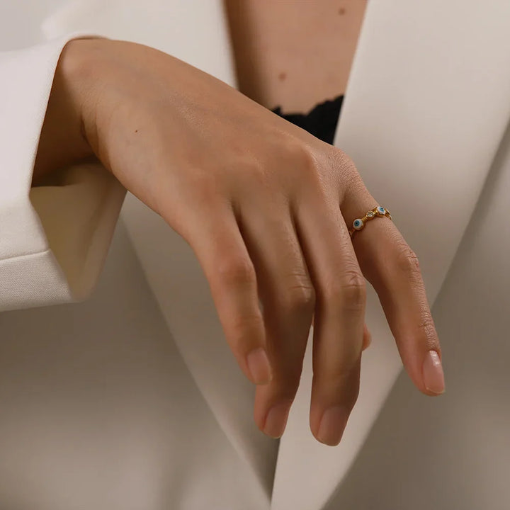 Skanto | Justerbar Delikat Onde Øye Diamant Ring