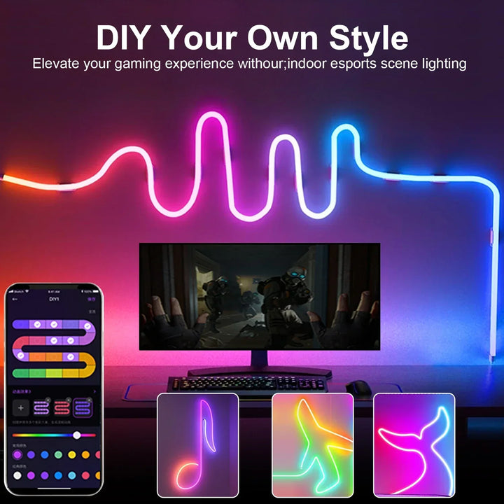LED RGB-Bånd - Neon-Ambiente - Musikk-Synkronisering - USB - TV- og Soveromsdekorasjon | Skanto