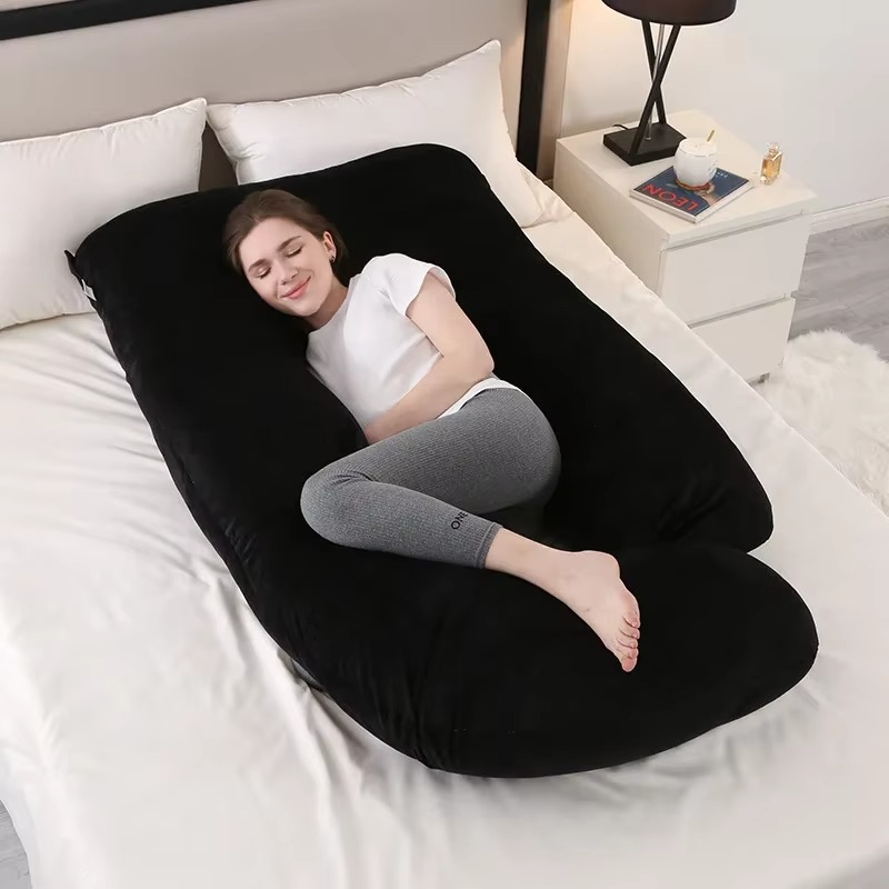 J-förmiges Schwangerschaftskissen für Seitenschlafen und Stillen