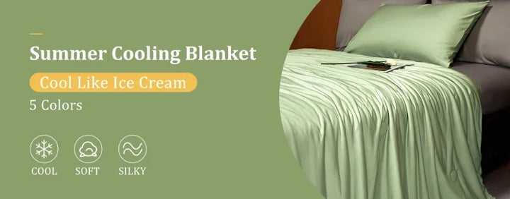 Air Condition Sommer Komforter — Ren Farge Is Silke Kjøleteppe, Lett & Glatt Twin/King Størrelse Quilt | Skanto