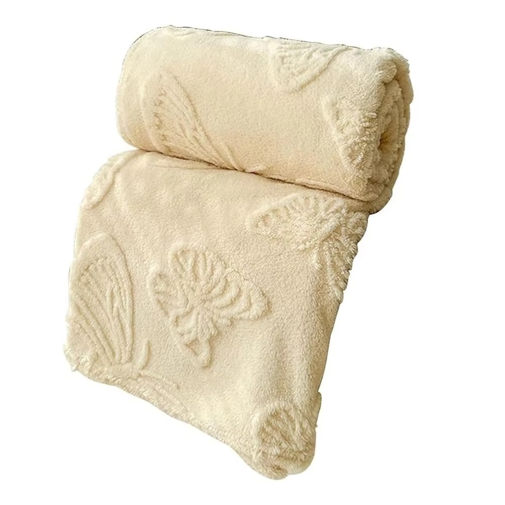 Dobbeltsidig avkjølende teppe med pustende kald effekt og 3D sommerfugl jacquard-design | Skanto