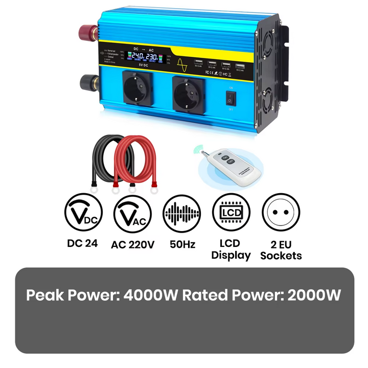 4000-W-Sinus-Wechselrichter, 12 V/24 V DC på 110 V/220 V AC, for Autosund Solaranlagen