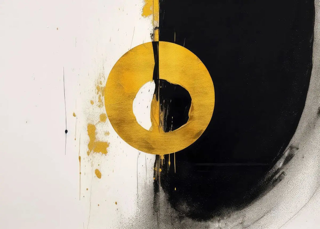 Moderne Flytende Geometri Svart Gull Abstrakt Veggkunst Fine Art Lerretsutskrifter Bilder For Stue Spisestue Hjemmekontor Dekor | Skanto