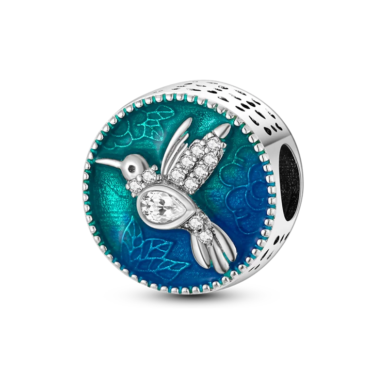 Skanto | 925 Sølv Gylden Leopard Charms Perler Fargerik Kameleon Nesehorn Løve Skarabé Katt Anheng Kompatibel med Original Pandora Armbånd Smykker