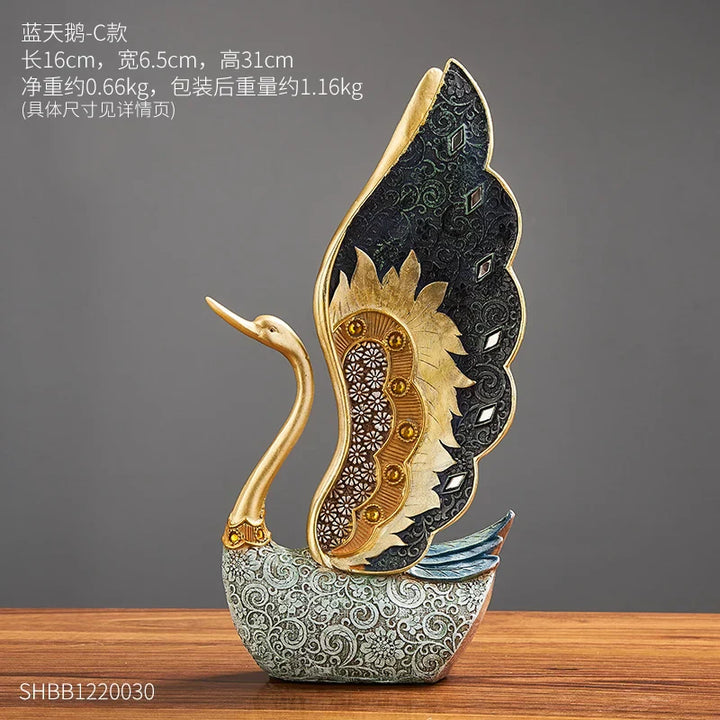 Skanto Soverom Kontor Skrivebord Tilbehør Bryllupsgave Figurine Svane Dekor Kunstneriske Figuriner Harpiks Ornamenter Dyr Statuer Dekor