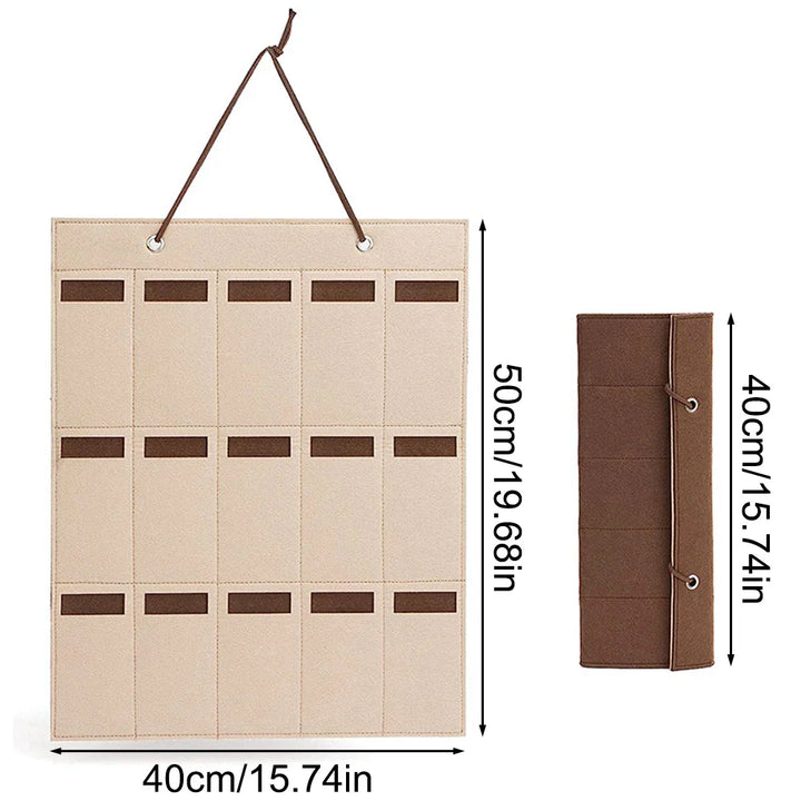 Skanto | GlasSpace Organizer | Veggmontert Brilleholder | Sammenleggbar Solbrilleoppbevaringspose | Plassbesparende & Støvtett | 42 × 38 cm