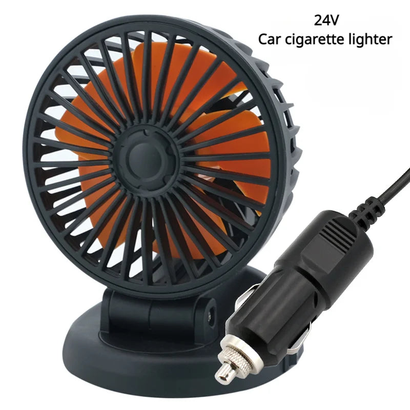 360° Justerbar Bilvifte - 3-Hodet Automotiv Elektrisk Vifte - USB/12V/24V - 2 Hastigheter - Stille Kjøling for Hjem, Skrivebord, Kontor & Bil | Skanto