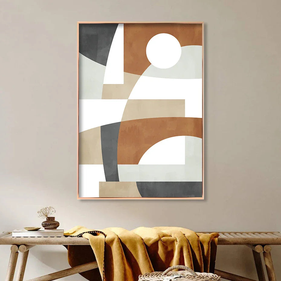 Geometrisk Abstrakt Fargeblokk Veggkunst Fine Art Lerret Utskrifter Nøytrale Farger Bilder For Stue Spisestue Hjemmekontor Dekor | Skanto