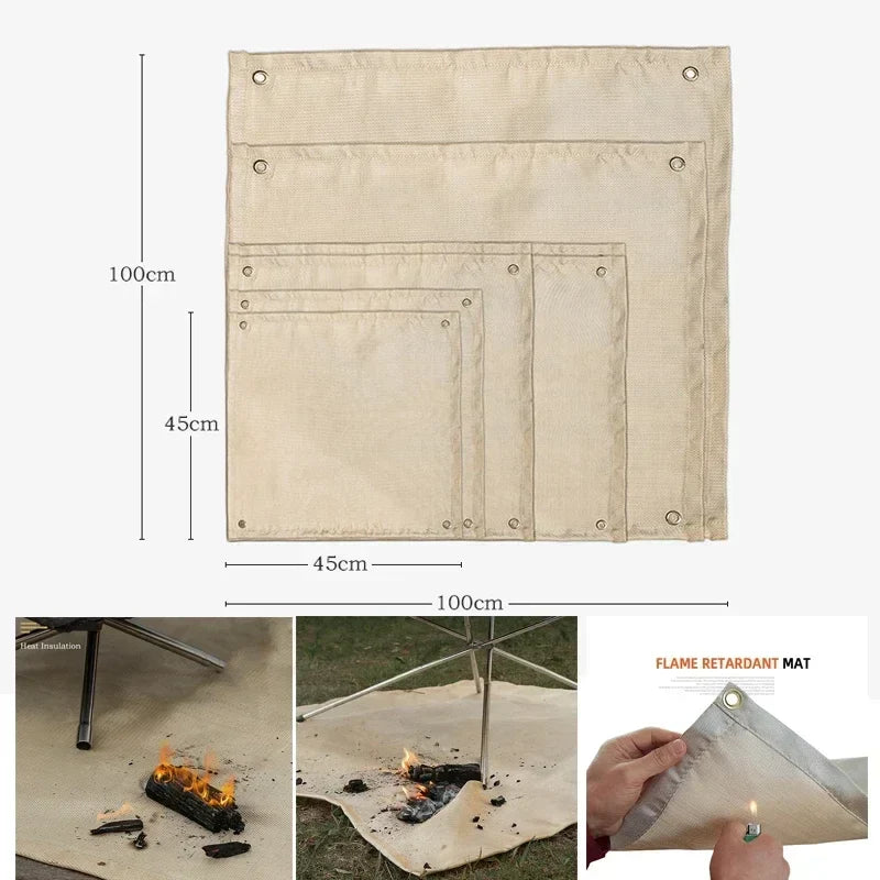 Skanto | CampVita Brannbeskyttelse Camping Matte | Varmeresistent & Brannsikker | Ideell for Grill & Leirbål | Glassfiber Beige