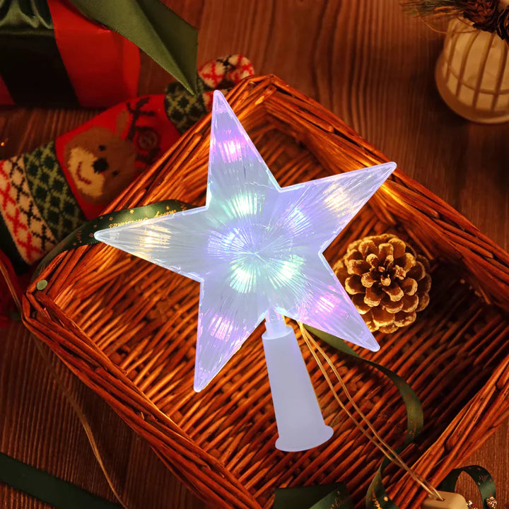 Lysende julegave – LED-belyst juletre topp for juletre, glitrende juledekorasjon for festbelysning og elegant dekor | Skanto