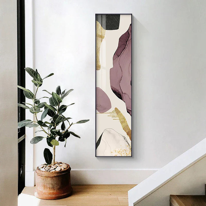 Fargerik nordisk abstrakt høyt format veggkunst fine art lerretutskrifter for inngangshallen stuen korridoren kreativ moderne interiørdesign | Skanto