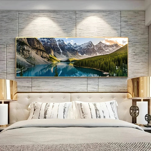 Fjellinnsjø Skog Villmark Veggkunst Store Format Lerretsutskrifter Bred Format Landskapsbilde For Over Sofaen Eller Over Sengen | Skanto