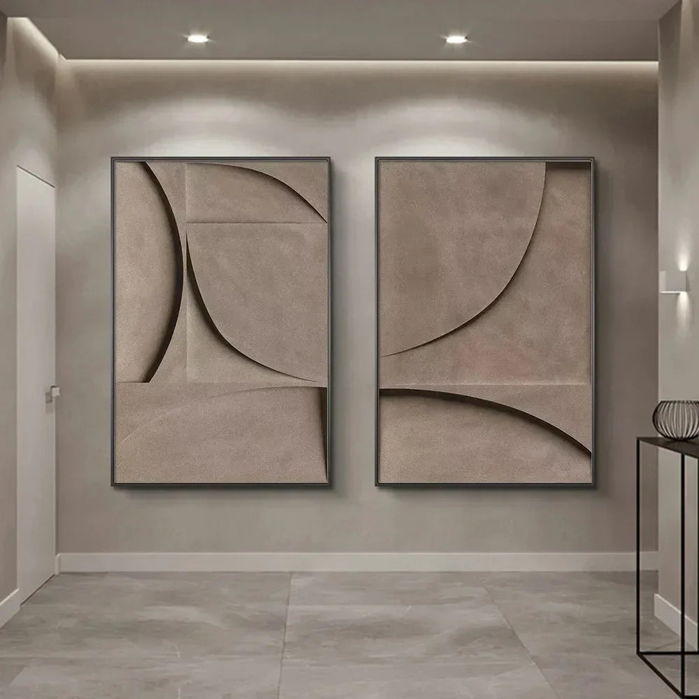 Moderne minimalistiske flate geometriske linjer veggkunst fine kunst lerret utskrifter retro brun abstrakt bilder for stue moderne interiør dekor | Skanto