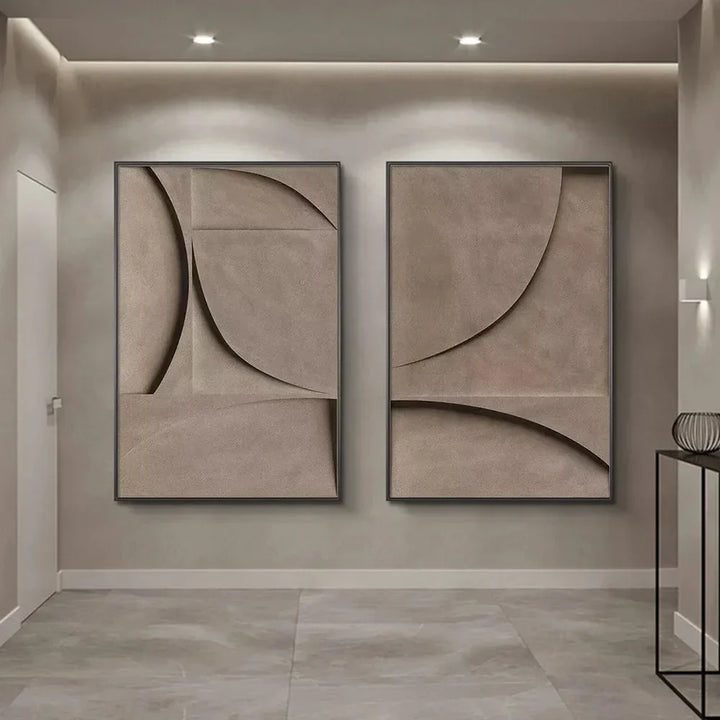 Moderne minimalistiske flate geometriske linjer veggkunst fine kunst lerret utskrifter retro brun abstrakt bilder for stue moderne interiør dekor | Skanto