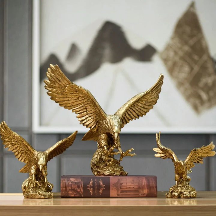 Skanto | Harpiks Gullørn Statue Kunst Dyremodell Samling Ornament Hjem Kontor Skrivebord Feng Shui Dekor Figurer enkel