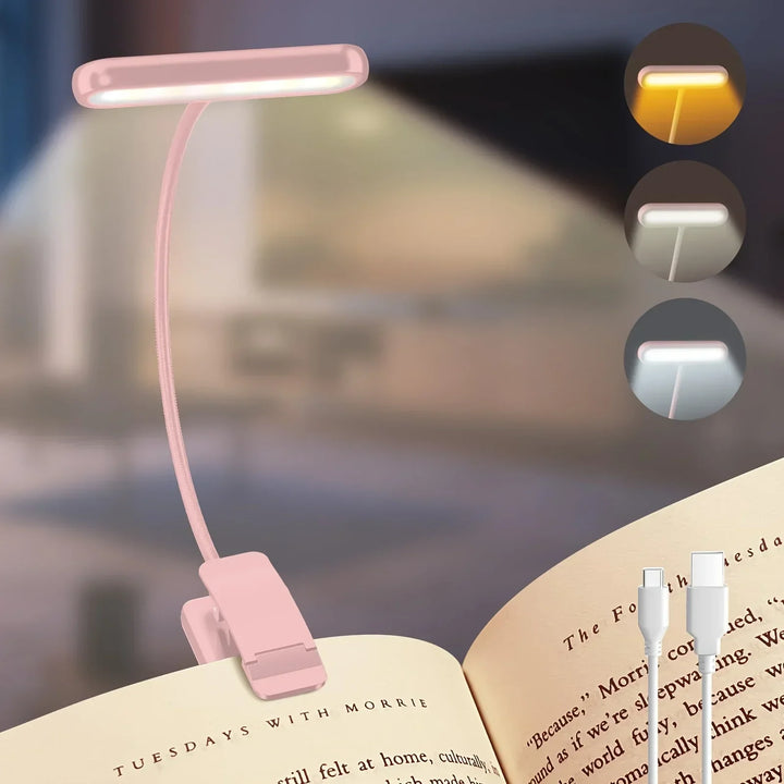 Skanto | Fleksibel leselampe USB oppladbar med dimmbare lysfarger og klips
