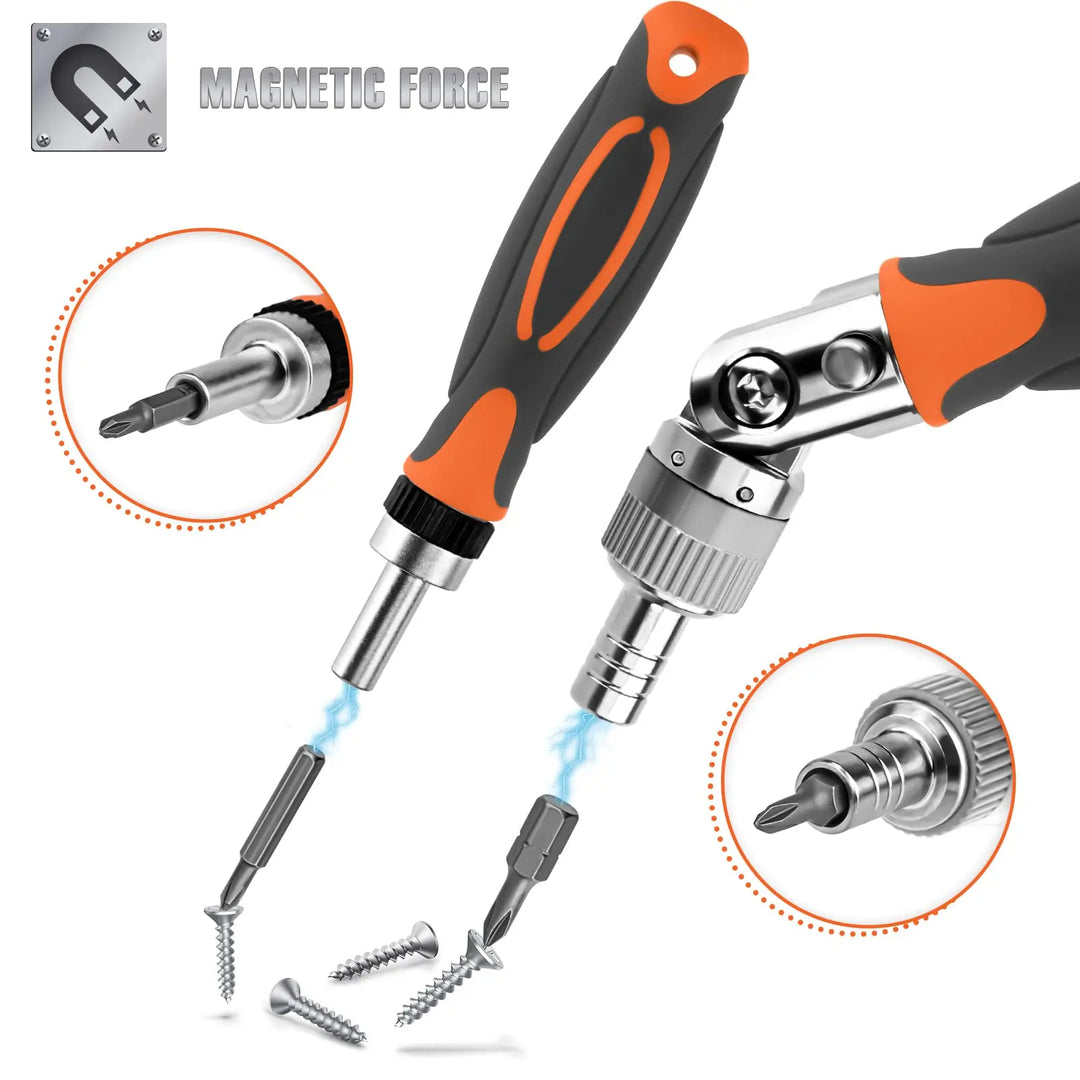 Skanto | 68-i-1 Tange Skrutrekker Sett med Magnetiske Bits & Forlengelsesstang – FortiDrive