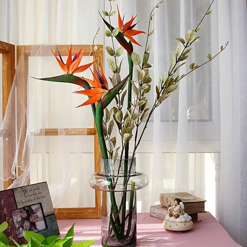 Skanto | Floriva 3 Delt Sett Kunstige Strelitzia | Papegøye Blomster | 24,5 cm Lange Stengler | Dekorasjon for Hjem, Kontor & Arrangementer