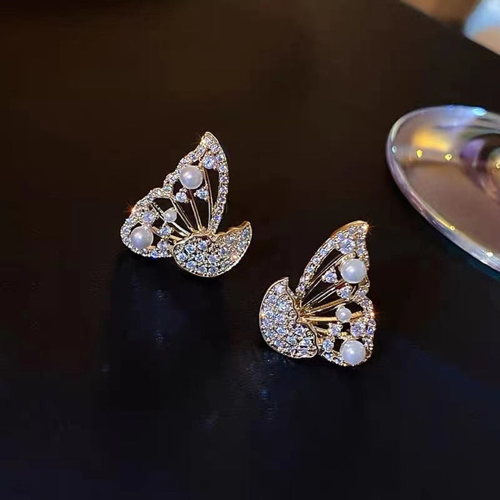Skanto | Shiny Zircon Koreansk Stil Butterfly Chic Øredobber