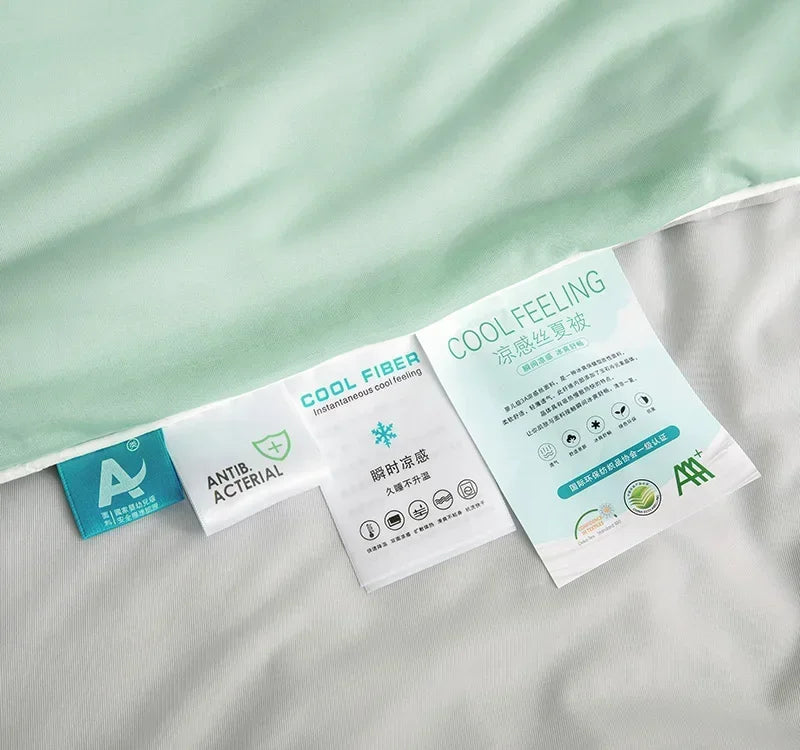 Air Condition Sommer Komforter — Ren Farge Is Silke Kjøleteppe, Lett & Glatt Twin/King Størrelse Quilt | Skanto