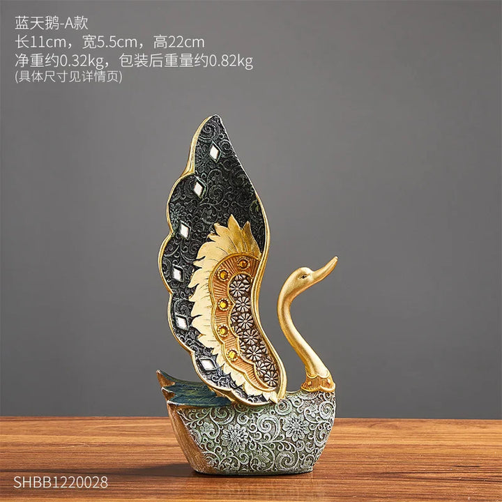 Skanto Soverom Kontor Skrivebord Tilbehør Bryllupsgave Figurine Svane Dekor Kunstneriske Figuriner Harpiks Ornamenter Dyr Statuer Dekor