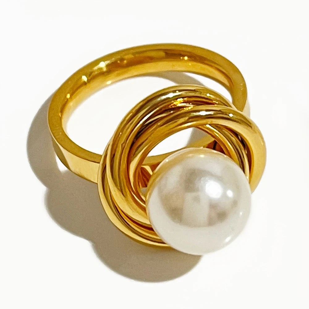 Skanto | 18k Klassisk Utsagn Dual Disc Perle Ring