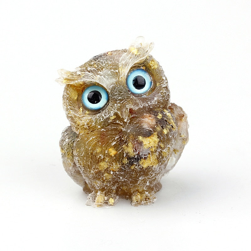 Skanto | Naturlig Krystall Ugle Figur: Håndlaget Samlerobjekt