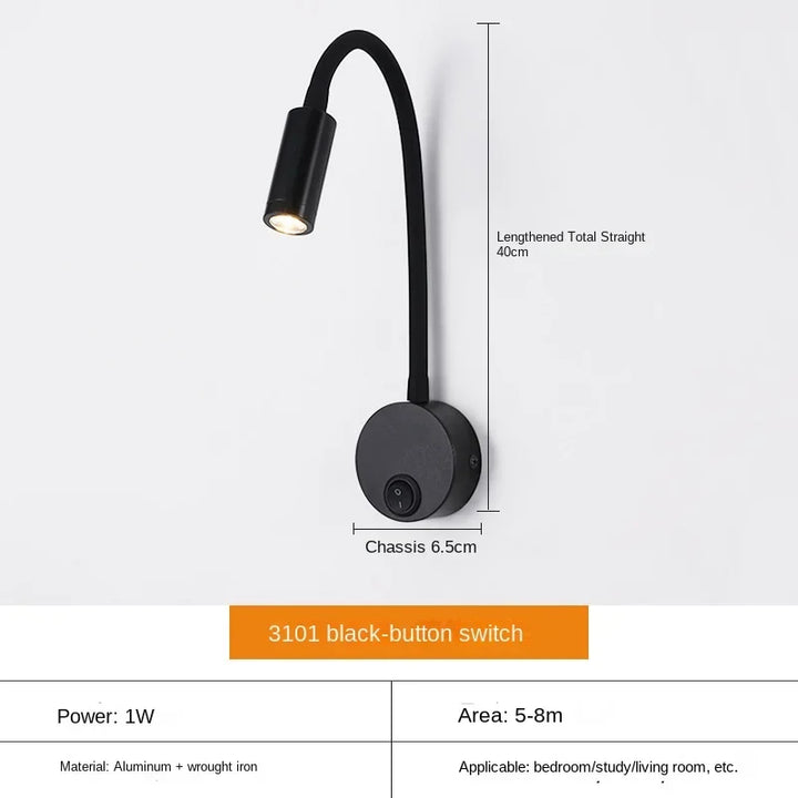Skanto | Allsidig LED Vegglampe: Moderne, Fleksibel, Perfekt for Lesing i Sengen