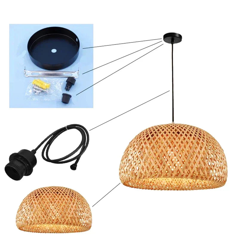 Skanto | Luxora Håndvevd Bamboo Pendellampe - Miljøvennlig Taklampe