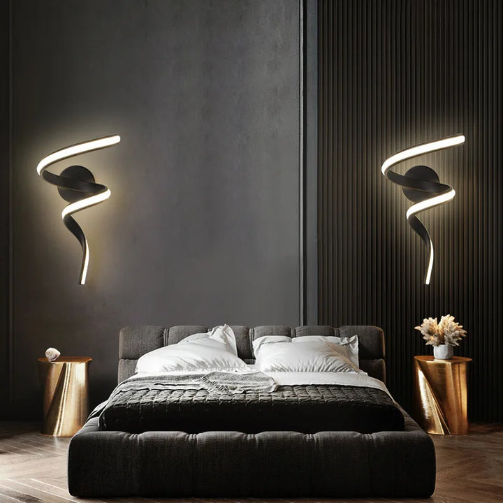 Skanto | LED Vegglampe NordLED Vegglys | Nordisk Spiral Design | Modern & Energisparende | For Soverom, Gang & Stue Spiral Lysestake for Trap Soverom Nattbord Studie Gang Bakgrunn Innendørs Dekor Veggbelysningsarmaturer