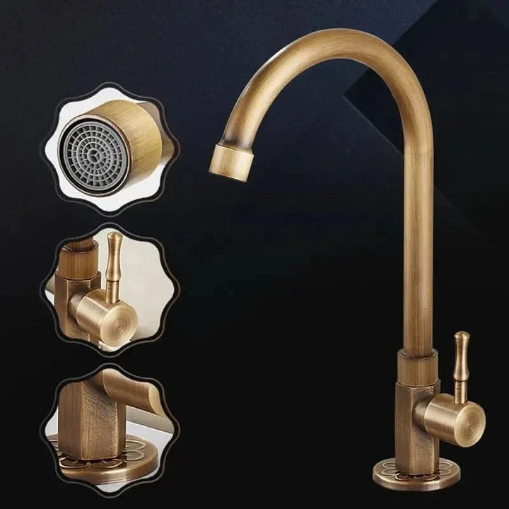 Antiker Messing-Schwanenhals-Wasserhahn für die Küche
