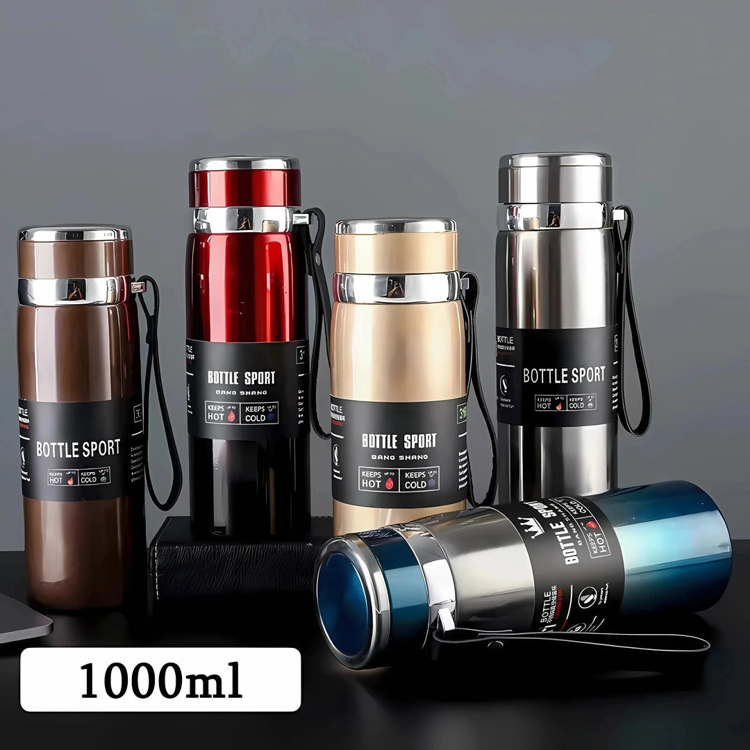 Stainless steel vacuum insulated thermos bottle 1000 ml | Skanto