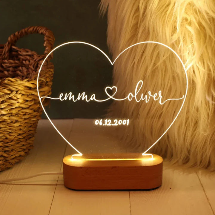 Skanto | Personlig 3D-foto-lampe: Individuell foto og tekst nattlys - Ideell for Valentinsdag, bryllup, jubileum, bursdagsgaver