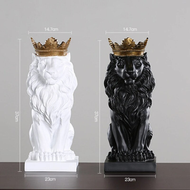 Skanto Tierfigurer Harz Krone Løve Statue håndlaget Kunstverk Gave Hjem Kontor Dekor Ornament Stue Skrivebord Hjem Dekor